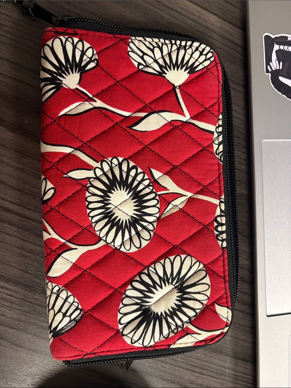 Vera Bradley Quilted Floral Zip Wallet - Red & Cream